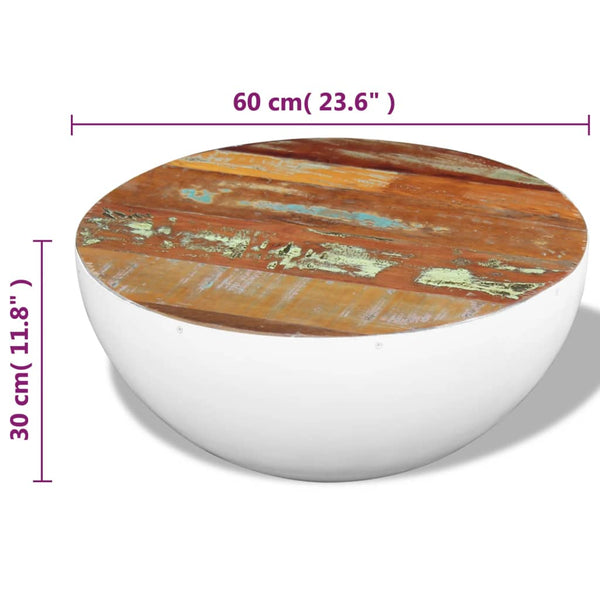 vidaXL Coffee Table Bowl-Shaped Reclaimed Solid Wood 60x60x30 cm