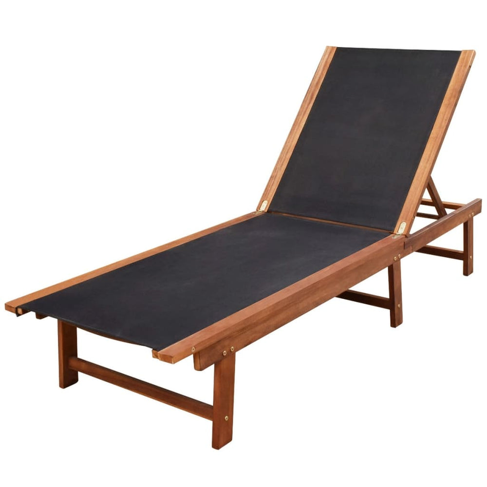 vidaXL Sun Loungers 2 pcs. with Table Solid Acacia Wood and Textilene