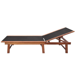 vidaXL Sun Loungers 2 pcs. with Table Solid Acacia Wood and Textilene