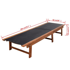 vidaXL Sun Loungers 2 pcs. with Table Solid Acacia Wood and Textilene