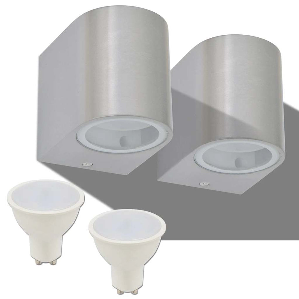 vidaXL LED Outdoor Wall Lights 2 pcs. Round Downwards