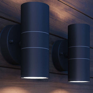 LED Außenwandleuchten Edelstahl, 2er-Set
