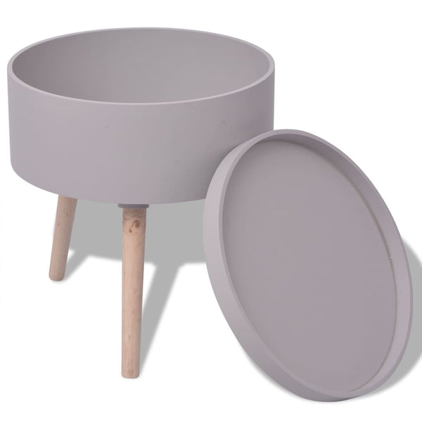 vidaXL Round Side Table with Serving Tray 39.5x44.5 cm Grey