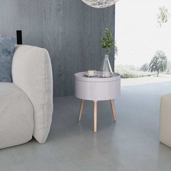 vidaXL Round Side Table with Serving Tray 39.5x44.5 cm Grey