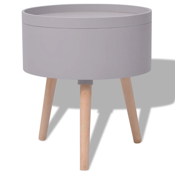 vidaXL Round Side Table with Serving Tray 39.5x44.5 cm Grey