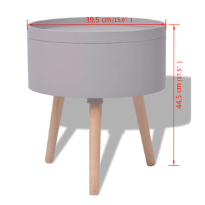 vidaXL Round Side Table with Serving Tray 39.5x44.5 cm Grey