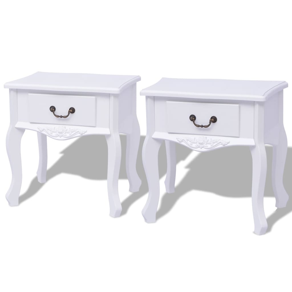 vidaXL Nightstands Two Pcs. White MDF
