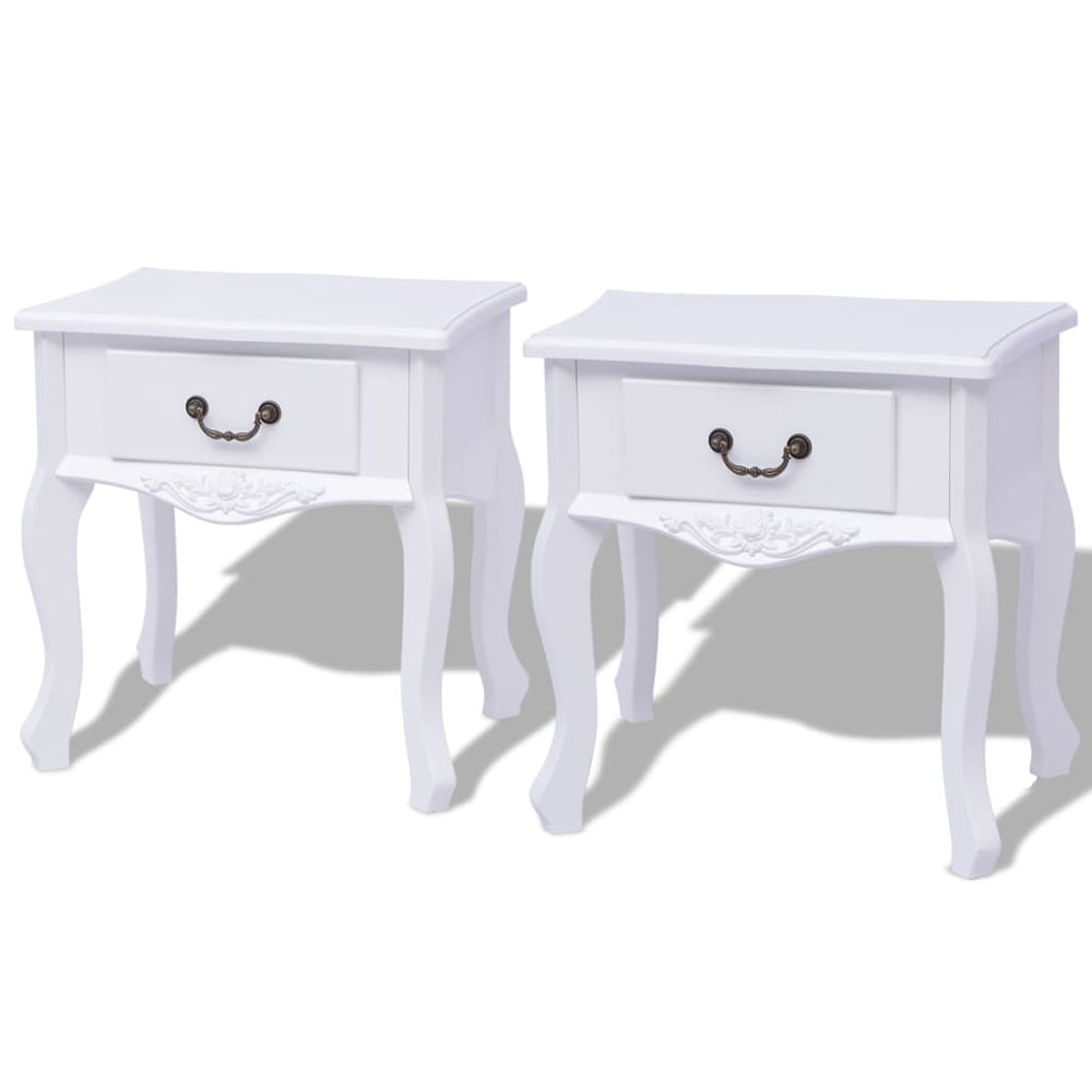 vidaXL Nightstands Two Pcs. White MDF