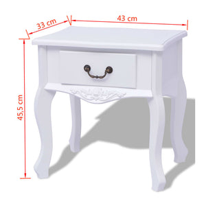 vidaXL Nightstands Two Pcs. White MDF