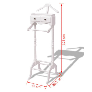 vidaXL Garment Rack with Drawers White Wood