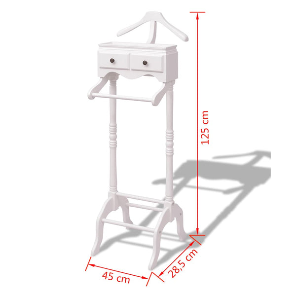 vidaXL Garment Rack with Drawers White Wood