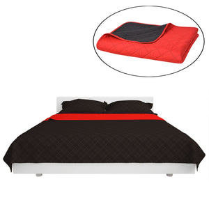 vidaXL Quilted Reversible Bedspread Red and Black 220x240 cm