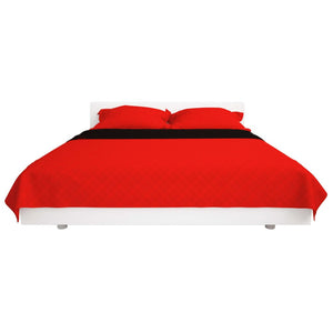 vidaXL Quilted Reversible Bedspread Red and Black 220x240 cm