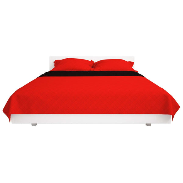 vidaXL Quilted Reversible Bedspread Red and Black 220x240 cm