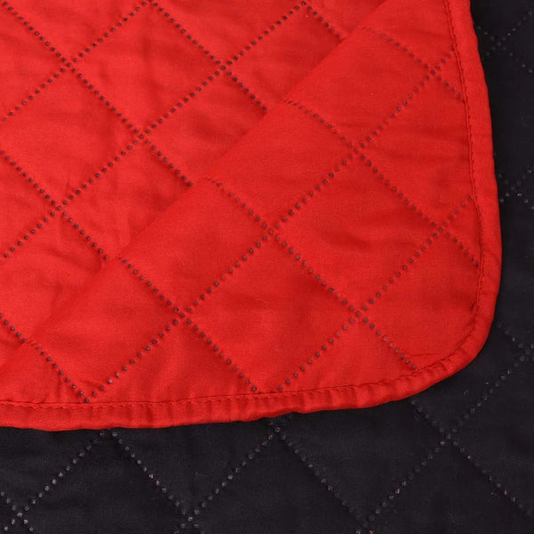 vidaXL Quilted Reversible Bedspread Red and Black 220x240 cm