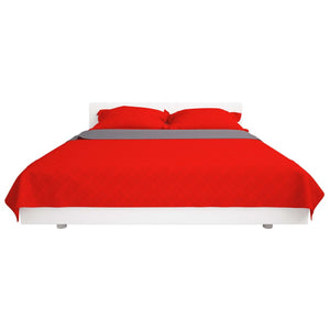 vidaXL Reversible Quilted Bedspread Red and Grey 220x240 cm