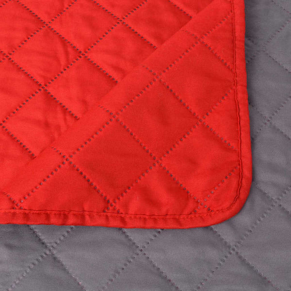 vidaXL Reversible Quilted Bedspread Red and Grey 220x240 cm