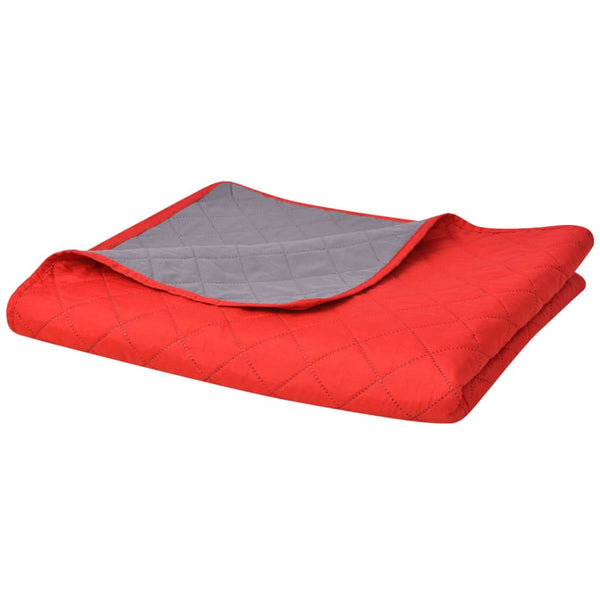 vidaXL Reversible Quilted Bedspread Red and Grey 230x260 cm