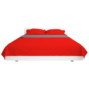 vidaXL Reversible Quilted Bedspread Red and Grey 230x260 cm