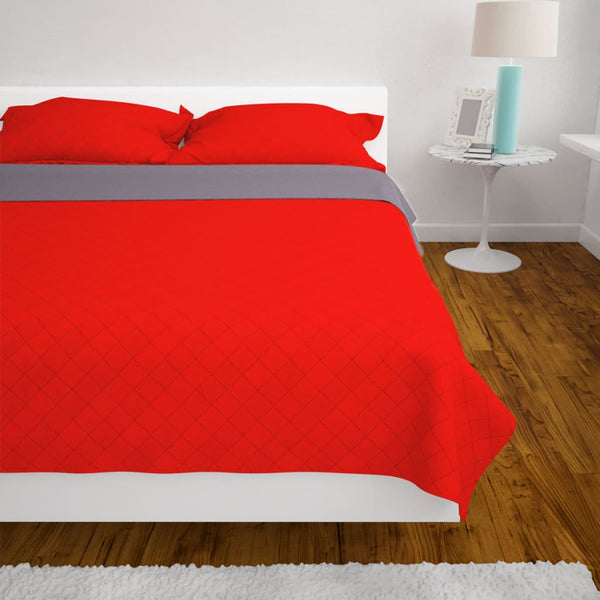 vidaXL Reversible Quilted Bedspread Red and Grey 230x260 cm