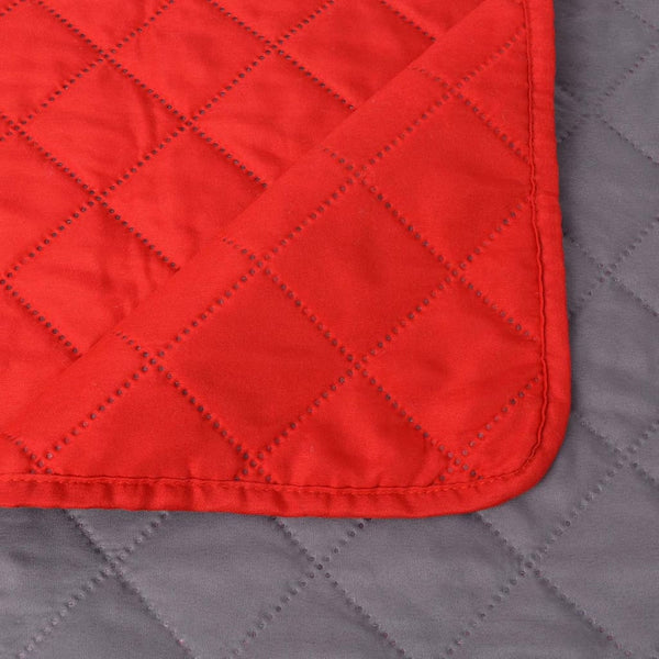 vidaXL Reversible Quilted Bedspread Red and Grey 230x260 cm