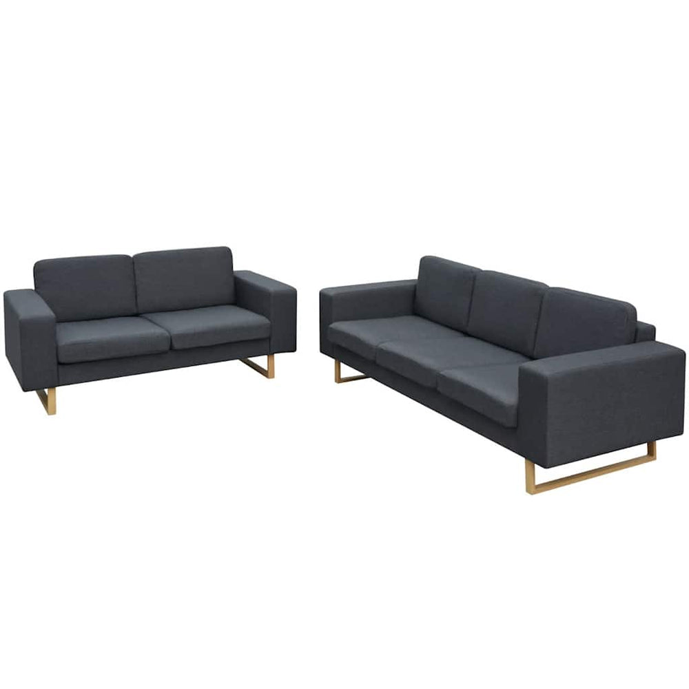 vidaXL 2-Seater and 3-Seater Sofa Set Dark Grey