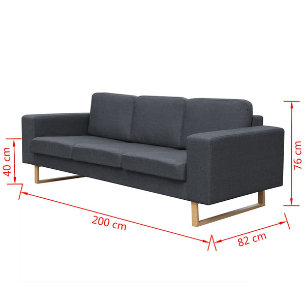vidaXL 2-Seater and 3-Seater Sofa Set Dark Grey