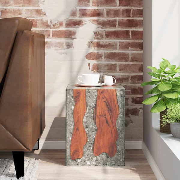 vidaXL Stool Solid Teak Wood and Resin
