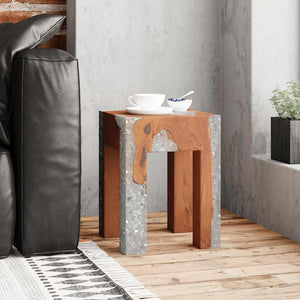 vidaXL Stool Solid Teak Wood and Resin