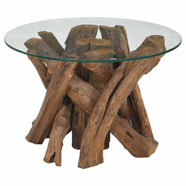 vidaXL Coffee Table Solid Teak Wood Driftwood 60 cm