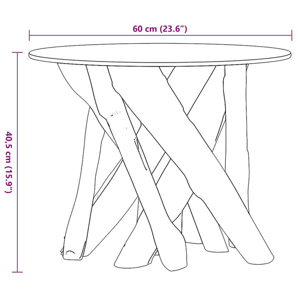 vidaXL Coffee Table Solid Teak Wood Driftwood 60 cm