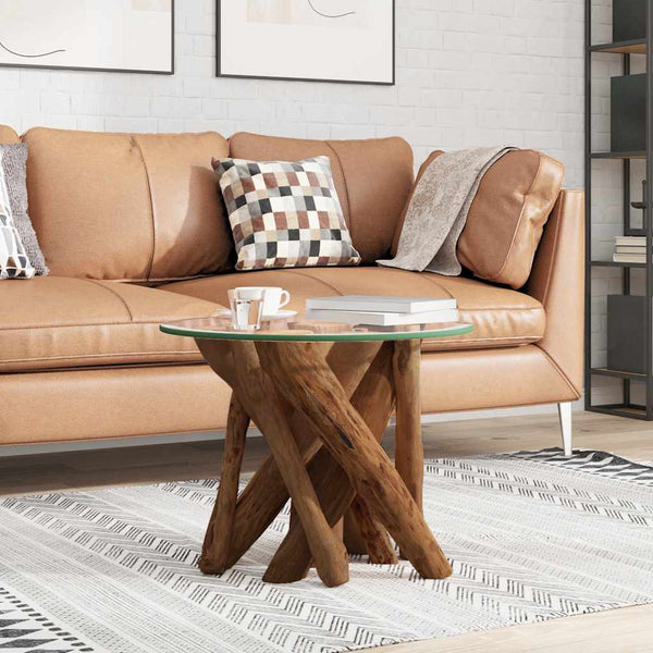 vidaXL Coffee Table Solid Teak Wood Driftwood 60 cm