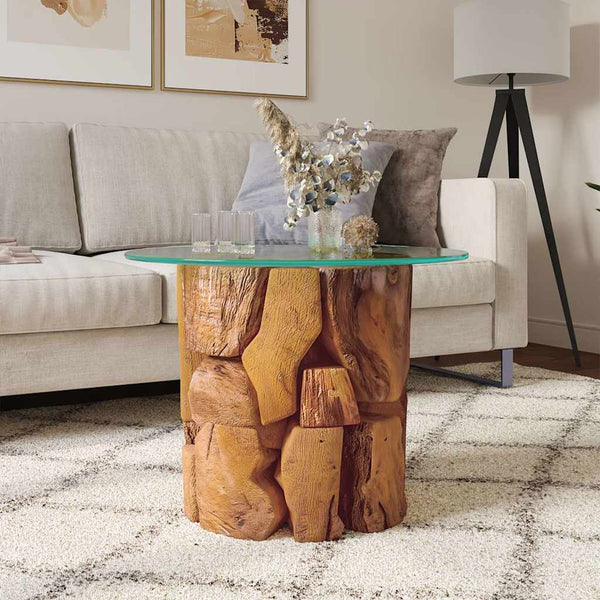 vidaXL Coffee Table Solid Teak Wood Driftwood 60 cm
