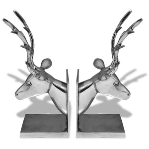 vidaXL Bookends Deer 2 pcs. Aluminum Silver