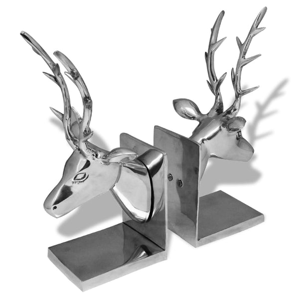 vidaXL Bookends Deer 2 pcs. Aluminum Silver