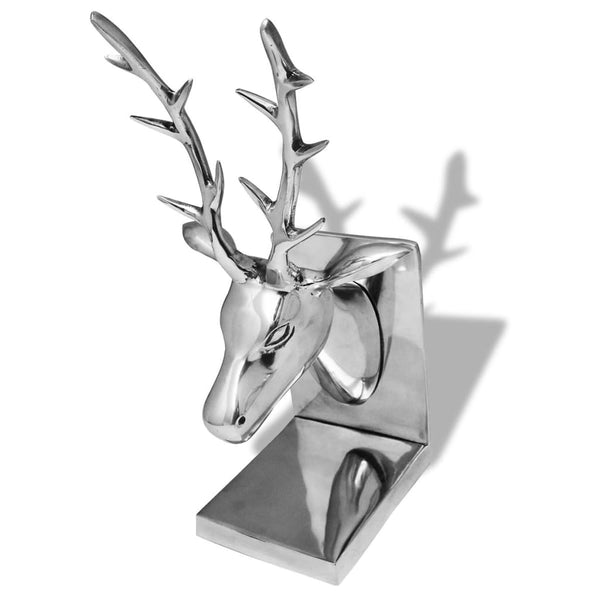 vidaXL Bookends Deer 2 pcs. Aluminum Silver