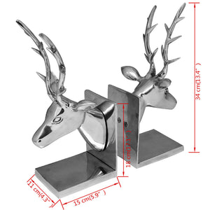 vidaXL Bookends Deer 2 pcs. Aluminum Silver