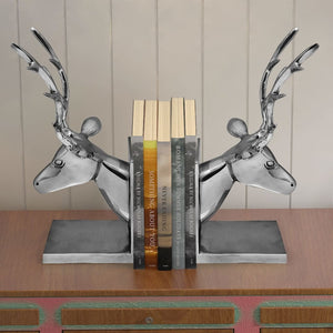 vidaXL Bookends Deer 2 pcs. Aluminum Silver