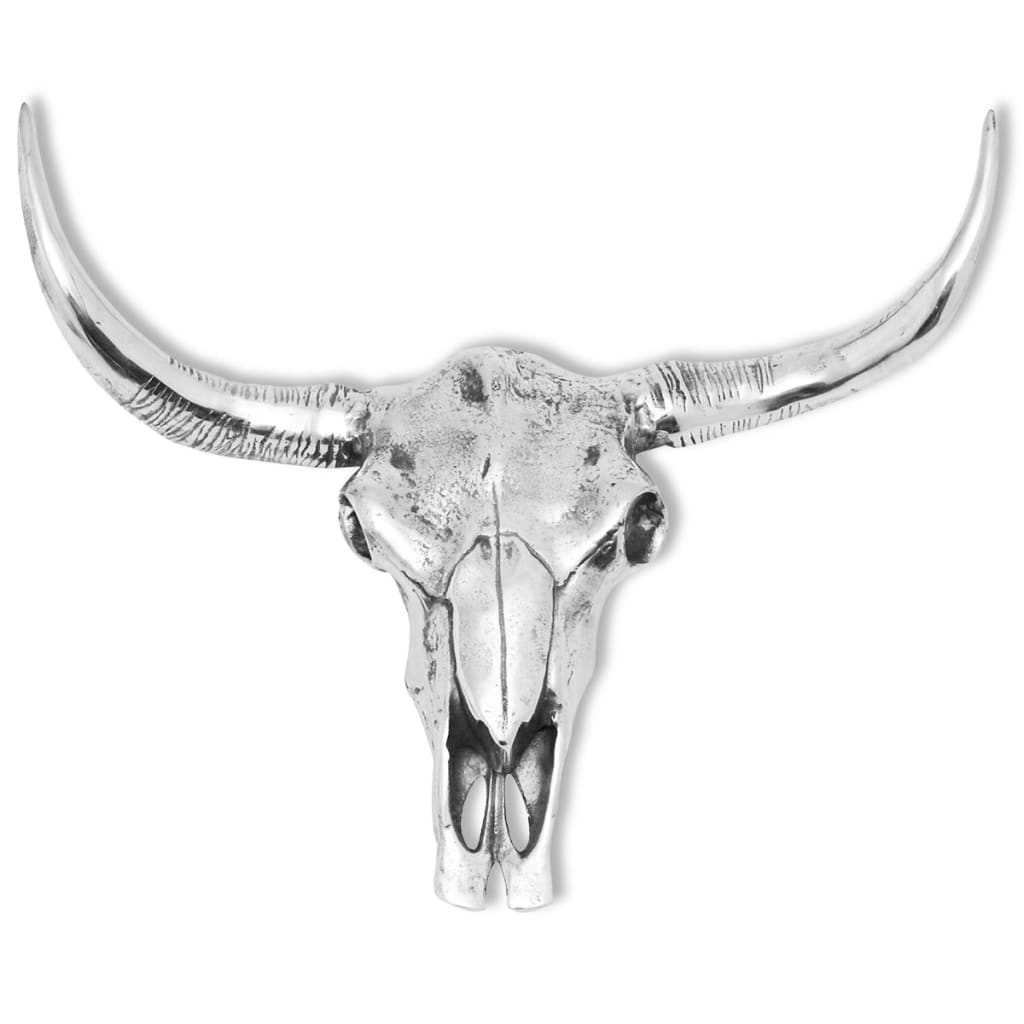 vidaXL Wall Decoration Bull Head Silver Aluminum