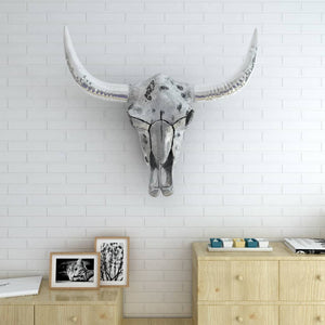 vidaXL Wall Decoration Bull Head Silver Aluminum