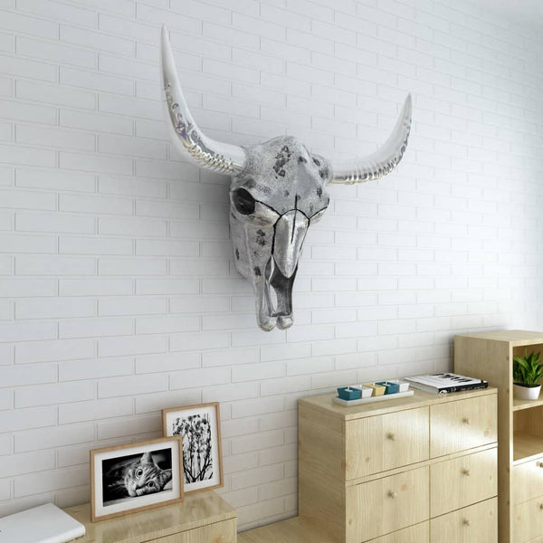vidaXL Wall Decoration Bull Head Silver Aluminum