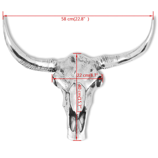 vidaXL Wall Decoration Bull Head Silver Aluminum