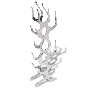 vidaXL Wine Rack Flame Shape Aluminum Silver 9 Bottles