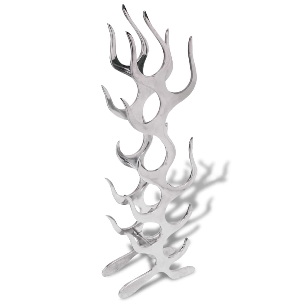 vidaXL Wine Rack Flame Shape Aluminum Silver 9 Bottles