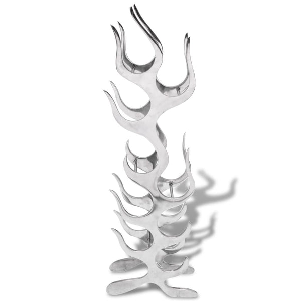 vidaXL Wine Rack Flame Shape Aluminum Silver 9 Bottles