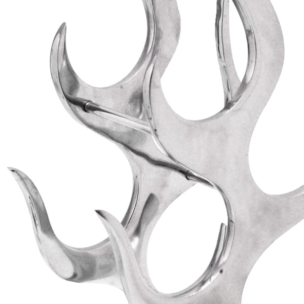 vidaXL Wine Rack Flame Shape Aluminum Silver 9 Bottles