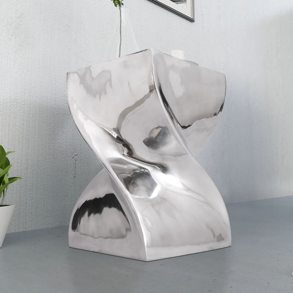 vidaXL Stool/Side Table Twisted Shape Silver Aluminium