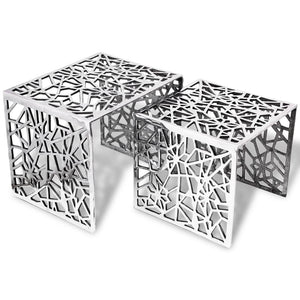 vidaXL Side Tables 2 pcs. Square Silver Aluminum