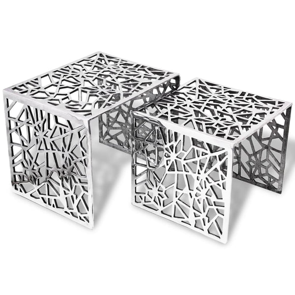 vidaXL Side Tables 2 pcs. Square Silver Aluminum
