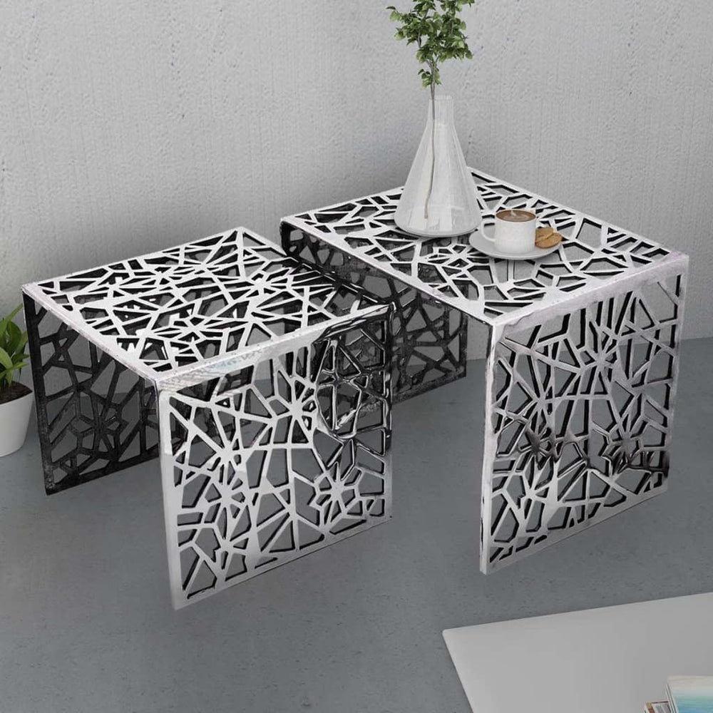 vidaXL Side Tables 2 pcs. Square Silver Aluminum